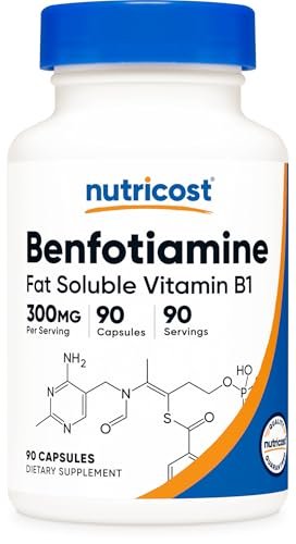 Nutricost Benfotiamin 300mg, 90 Kapseln – Glutenfrei, Nicht-GVO, Vegetariergeeignet, Fettlösliches Vitamin B1