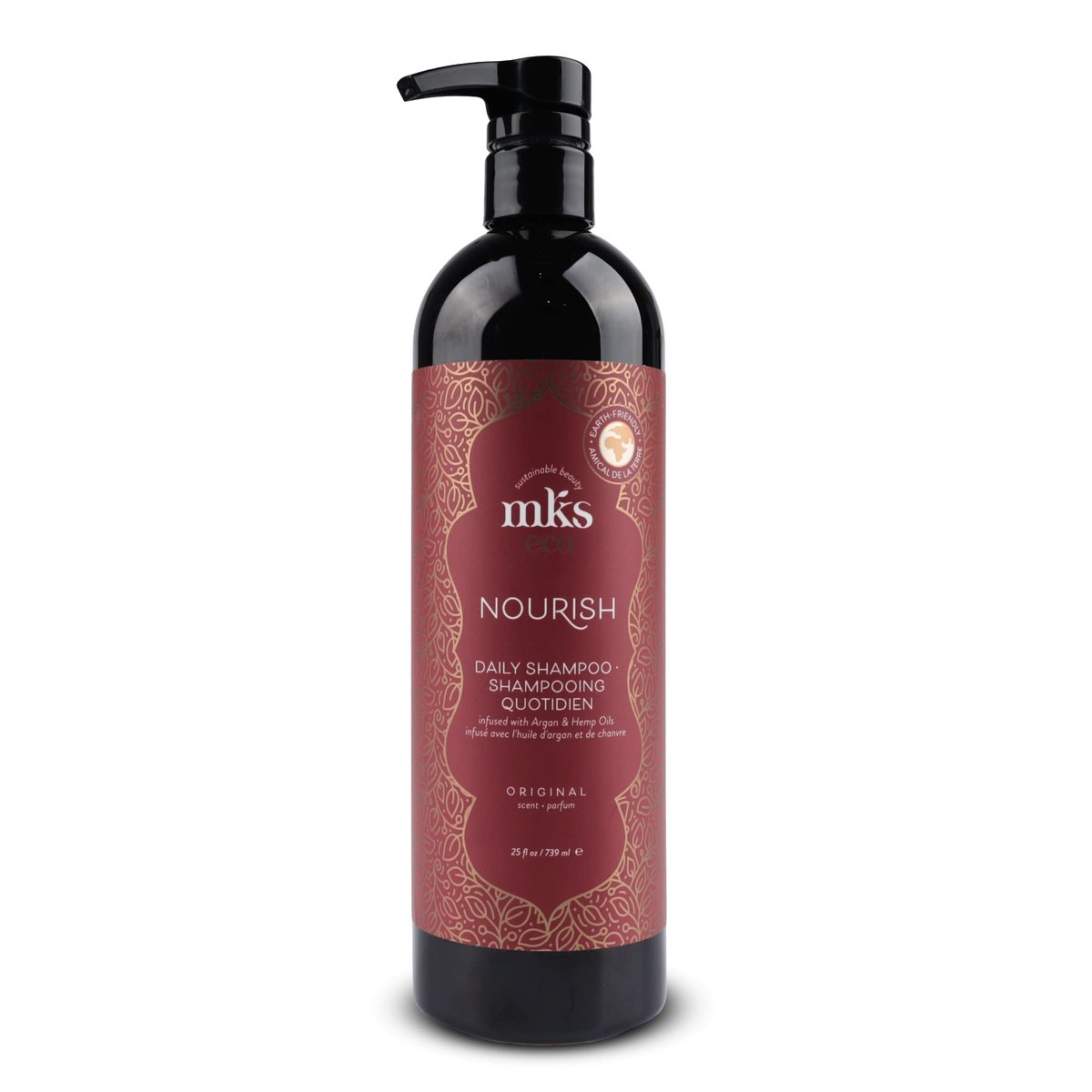 MKS eco Nourish Shampoo, Original Duft - 740 ml - Reinigt, stärkt und repariert - Ideal für feines Haar, sicher für coloriertes Haar - Marokkanisches Arganöl, Hanfsamenöl - Vegan, tierversuchsfrei