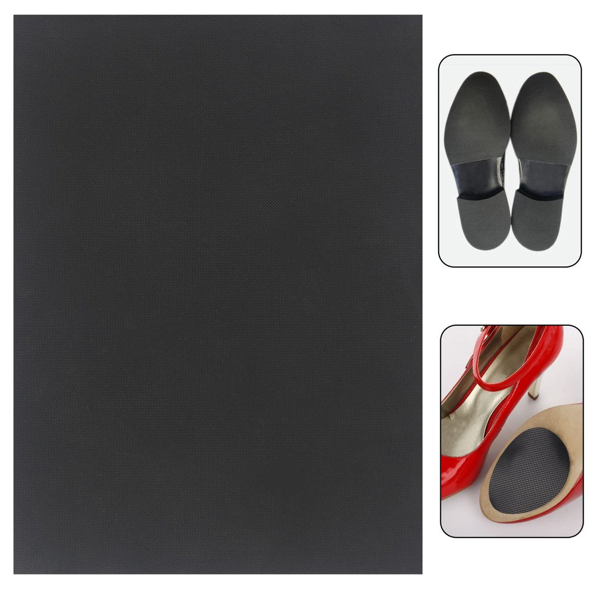 DUTWROY Sohlenplatte 2,2mm Fersenreparaturpad Gummi Sohlenpolster Schwarz Schuhsohlen Reparaturmaterial für Damen und Herren Schuhe
