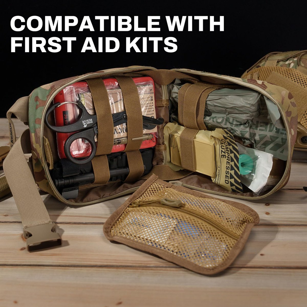 RHINO RESCUE Sterile Kompressen für Notfall-Wundverbände, Erste-Hilfe- und Trauma-Kit, 6er-Pack