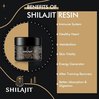 Shilajit-Harz mit Fulvinsäure & Spurenelementen, Original Sibirisches Reines Shilajit mit 85+ Huminsäuren, Nahrungsergänzungsgel zur Unterstützung von Stoffwechsel & Immunsystem – 100 Portionen / 50 g