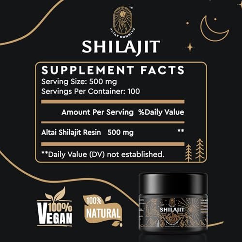 Shilajit-Harz mit Fulvinsäure & Spurenelementen, Original Sibirisches Reines Shilajit mit 85+ Huminsäuren, Nahrungsergänzungsgel zur Unterstützung von Stoffwechsel & Immunsystem – 100 Portionen / 50 g