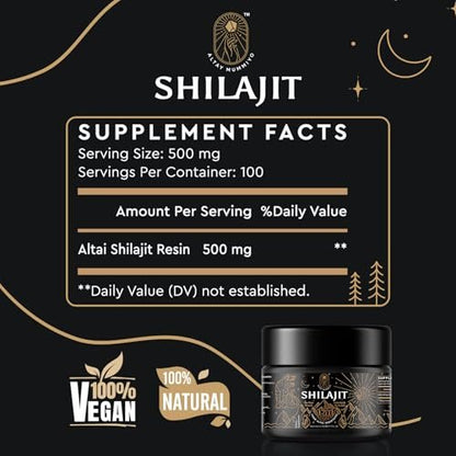 Shilajit-Harz mit Fulvinsäure & Spurenelementen, Original Sibirisches Reines Shilajit mit 85+ Huminsäuren, Nahrungsergänzungsgel zur Unterstützung von Stoffwechsel & Immunsystem – 100 Portionen / 50 g