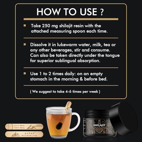 Shilajit-Harz mit Fulvinsäure & Spurenelementen, Original Sibirisches Reines Shilajit mit 85+ Huminsäuren, Nahrungsergänzungsgel zur Unterstützung von Stoffwechsel & Immunsystem – 100 Portionen / 50 g