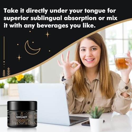 Shilajit-Harz mit Fulvinsäure & Spurenelementen, Original Sibirisches Reines Shilajit mit 85+ Huminsäuren, Nahrungsergänzungsgel zur Unterstützung von Stoffwechsel & Immunsystem – 100 Portionen / 50 g