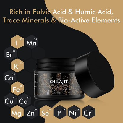 Shilajit-Harz mit Fulvinsäure & Spurenelementen, Original Sibirisches Reines Shilajit mit 85+ Huminsäuren, Nahrungsergänzungsgel zur Unterstützung von Stoffwechsel & Immunsystem – 100 Portionen / 50 g