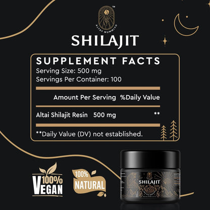 Shilajit-Harz mit Fulvinsäure & Spurenelementen, Original Sibirisches Reines Shilajit mit 85+ Huminsäuren, Nahrungsergänzungsgel zur Unterstützung von Stoffwechsel & Immunsystem – 100 Portionen / 50 g