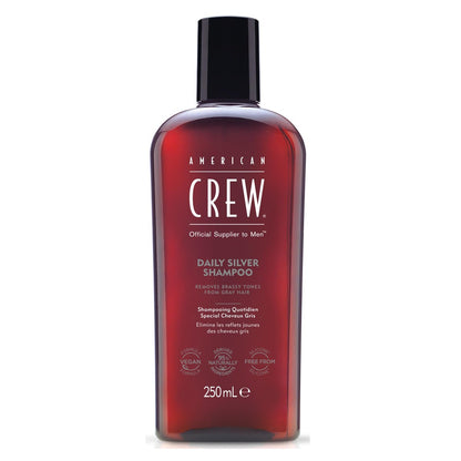 American Crew Männer Shampoo, Daily Silver, entfernt messingfarbene Töne, natürlich gewonnen, vegane Formel, 250 ml