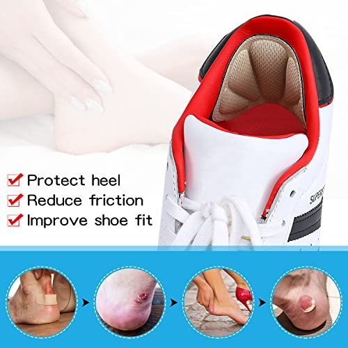 Huethy Fersenpolster-Einlagen, Mesh-Griffpolster für Stiefel, zu große Schuhe, wiederverwendbare selbstklebende Fersenschoner für Damen und Herren, 4 Stück Beige