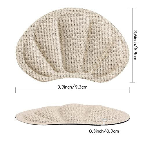 Huethy Fersenpolster-Einlagen, Mesh-Griffpolster für Stiefel, zu große Schuhe, wiederverwendbare selbstklebende Fersenschoner für Damen und Herren, 4 Stück Beige