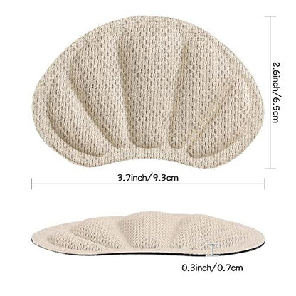 Huethy Fersenpolster-Einlagen, Mesh-Griffpolster für Stiefel, zu große Schuhe, wiederverwendbare selbstklebende Fersenschoner für Damen und Herren, 4 Stück Beige
