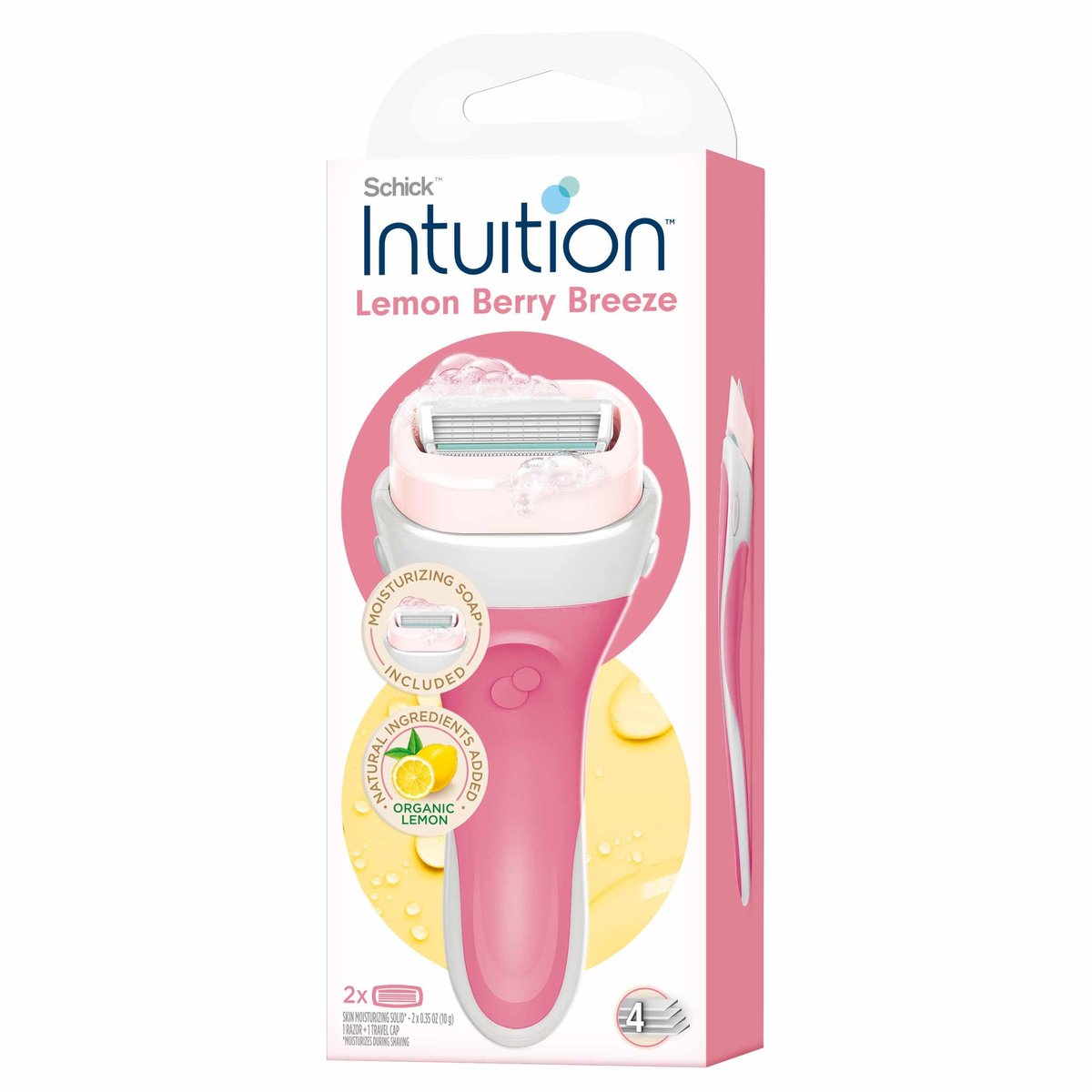 Schick Intuition Lemon Berry Breeze Damenrasierer | 1 Rasierer & 2 Nachfüllklingen mit Bio-Zitrone