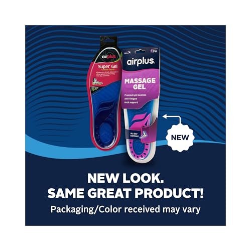 Airplus Super Gel Cushion Einlegesohlen für Damen, Schuhgrößen 5-11 – Ganztägiger Komfort, Stoßdämpfung, Gel-Zonen, Vollflächige Fußbett, Zuschneidbar für Freizeit-, Sport-, Business-Schuhe und Arbeitsstiefel
