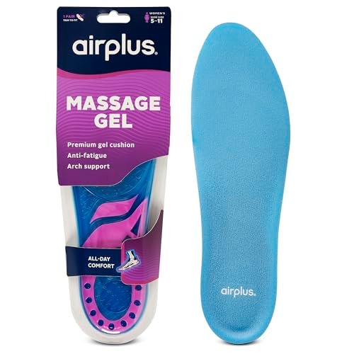 Airplus Super Gel Cushion Einlegesohlen für Damen, Schuhgrößen 5-11 – Ganztägiger Komfort, Stoßdämpfung, Gel-Zonen, Vollflächige Fußbett, Zuschneidbar für Freizeit-, Sport-, Business-Schuhe und Arbeitsstiefel