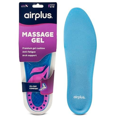Airplus Super Gel Cushion Einlegesohlen für Damen, Schuhgrößen 5-11 – Ganztägiger Komfort, Stoßdämpfung, Gel-Zonen, Vollflächige Fußbett, Zuschneidbar für Freizeit-, Sport-, Business-Schuhe und Arbeitsstiefel