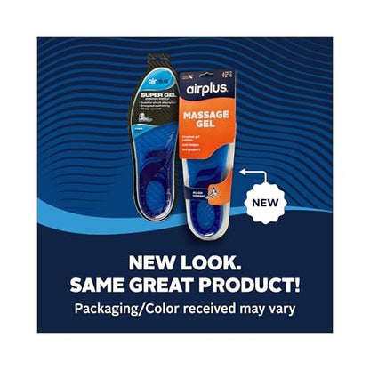 Airplus Super Gel Cushion Einlegesohlen für Herren Schuhgrößen 8-14 – Ganztägiger Komfort, Stoßdämpfung, Gel-Zonen, Vollflächige Fußbett, Zuschneidbar für Freizeit-, Sport-, Business-Schuhe und Arbeitsstiefel