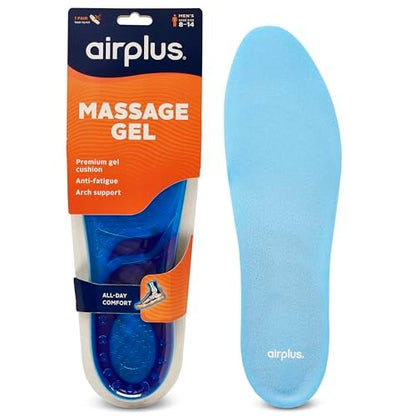 Airplus Super Gel Cushion Einlegesohlen für Herren Schuhgrößen 8-14 – Ganztägiger Komfort, Stoßdämpfung, Gel-Zonen, Vollflächige Fußbett, Zuschneidbar für Freizeit-, Sport-, Business-Schuhe und Arbeitsstiefel
