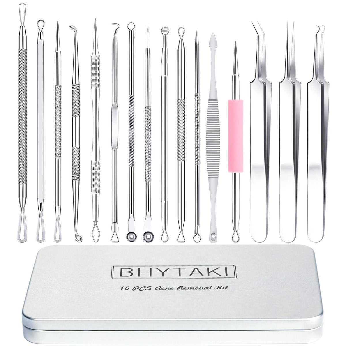 Mitesser Entferner Werkzeug Set – 16-teiliges Premium-Edelstahl Pickel-Popper-Set für reine Haut