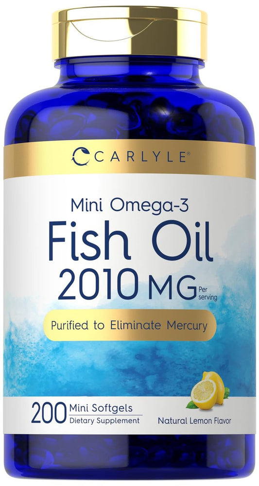Carlyle Mini Fischöl Weichkapseln | 2010 mg | 200 Omega-3 Kapseln | mit EPA & DHA | Non-GMO & Glutenfrei