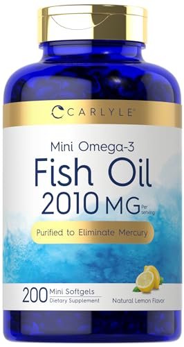 Carlyle Mini Fischöl Weichkapseln | 2010 mg | 200 Omega-3 Kapseln | mit EPA & DHA | Non-GMO & Glutenfrei