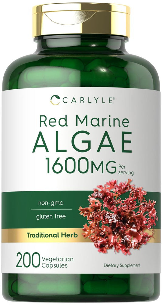 Carlyle Rotalge (Rotalgen) 1600 mg | 200 Kapseln | Vegetarisches Nahrungsergänzungsmittel | Nicht-GVO, Glutenfrei