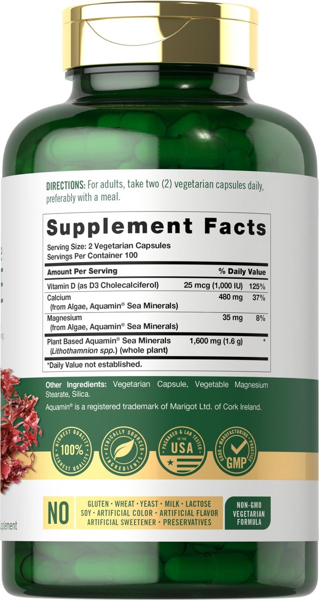 Carlyle Rotalge (Rotalgen) 1600 mg | 200 Kapseln | Vegetarisches Nahrungsergänzungsmittel | Nicht-GVO, Glutenfrei