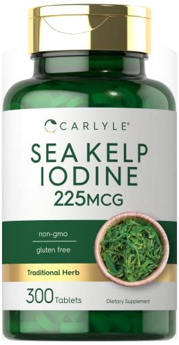 Carlyle Meeresalgen Jod Ergänzung | 225mcg | 300 Tabletten | Traditionelles Kräuterpräparat | Nicht-GVO, Glutenfrei