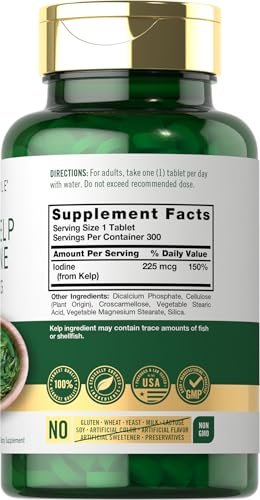 Carlyle Meeresalgen Jod Ergänzung | 225mcg | 300 Tabletten | Traditionelles Kräuterpräparat | Nicht-GVO, Glutenfrei