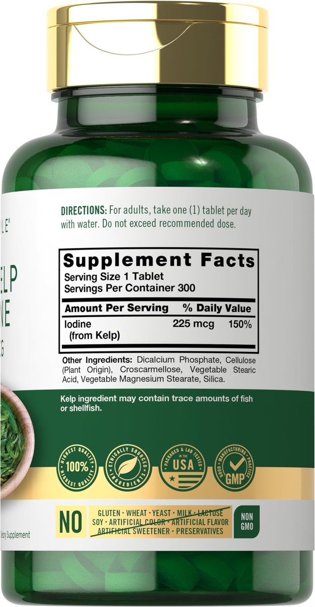 Carlyle Meeresalgen Jod Ergänzung | 225mcg | 300 Tabletten | Traditionelles Kräuterpräparat | Nicht-GVO, Glutenfrei
