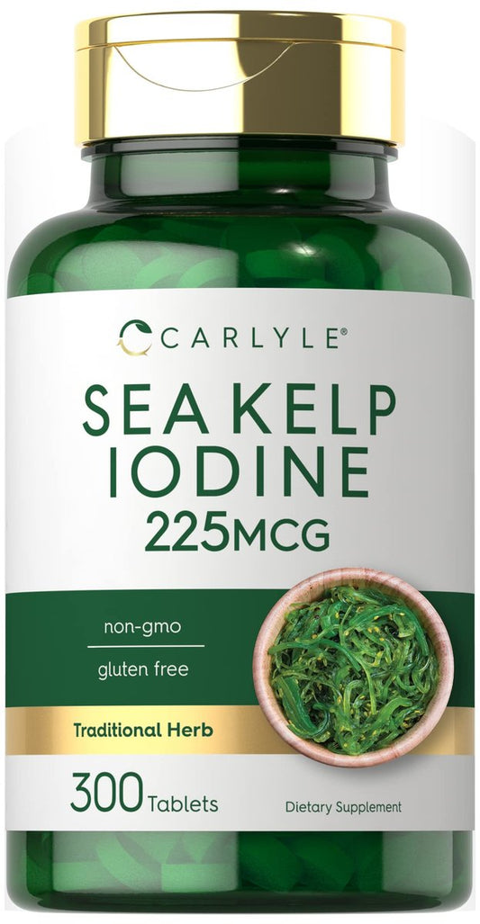 Carlyle Meeresalgen Jod Ergänzung | 225mcg | 300 Tabletten | Traditionelles Kräuterpräparat | Nicht-GVO, Glutenfrei