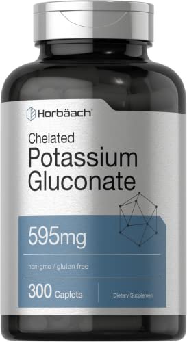 Horbäach Chelat-Kaliumgluconat Supplement | 595 mg | 300 Kapseln | Vegetarisch, Nicht-GVO, Glutenfrei