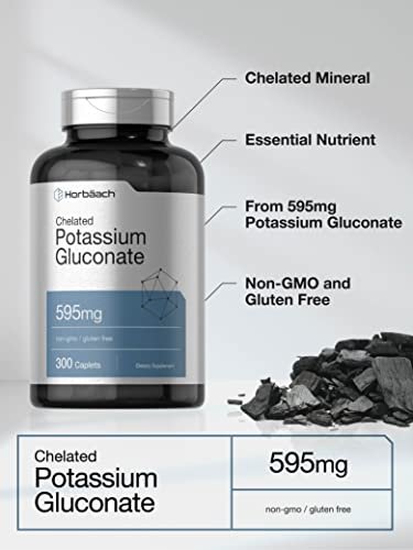 Horbäach Chelat-Kaliumgluconat Supplement | 595 mg | 300 Kapseln | Vegetarisch, Nicht-GVO, Glutenfrei