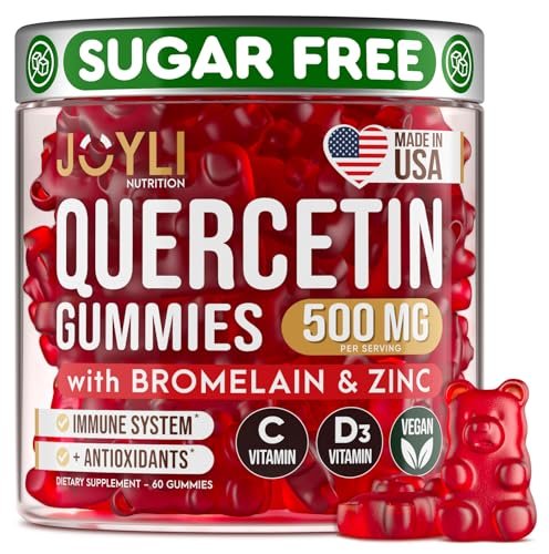 JOYLI Quercetin Gummis – Quercetin mit Bromelain, Zink, Vitamin C & D3 – 500 mg Immunsystem & Allergien – für Kinder & Erwachsene – 60 Stück