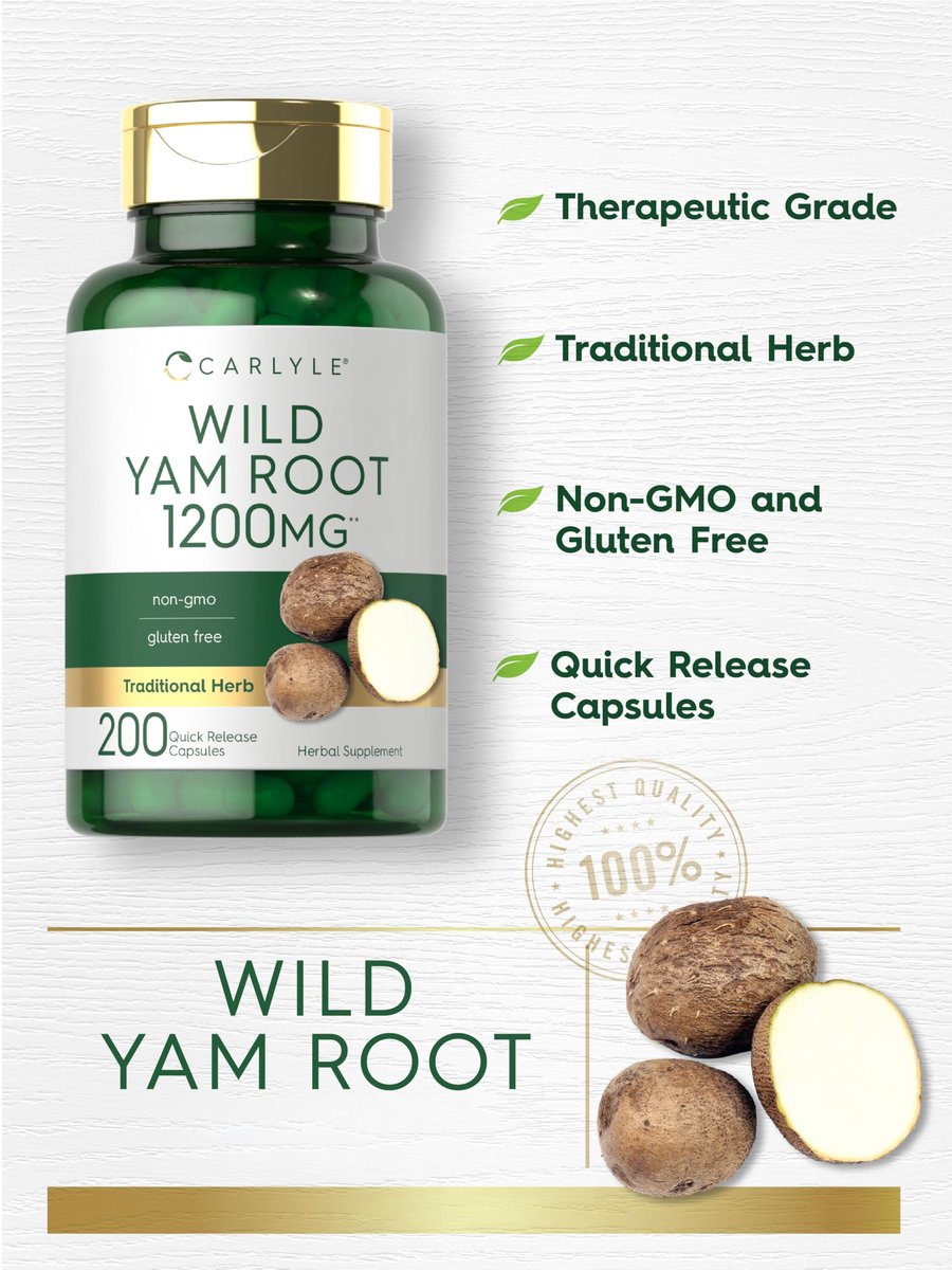 Carlyle Wild Yam Root Kapseln | 200 Stück | Traditioneller Kräuterextrakt | Nicht-GVO, Glutenfrei