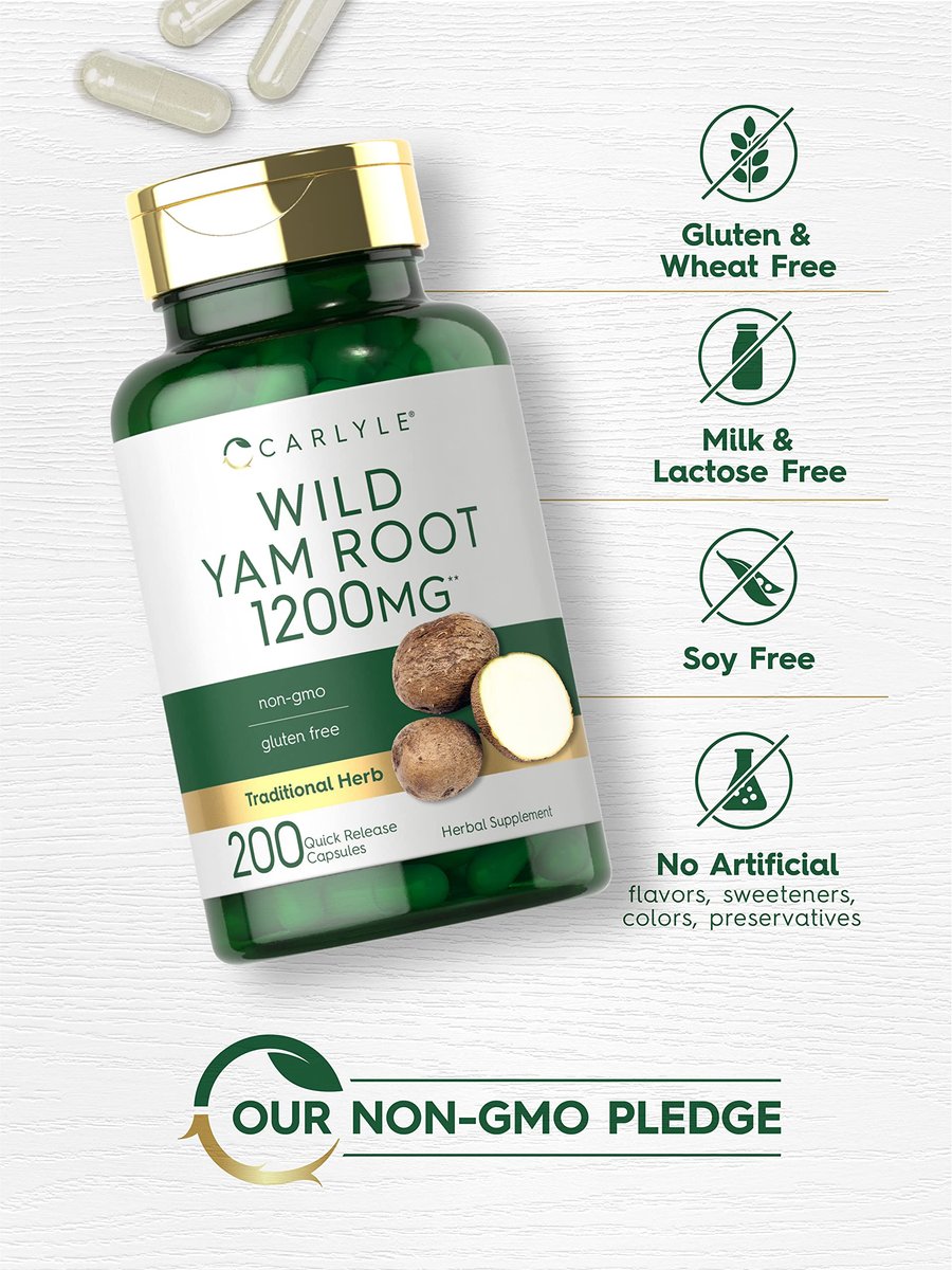 Carlyle Wild Yam Root Kapseln | 200 Stück | Traditioneller Kräuterextrakt | Nicht-GVO, Glutenfrei