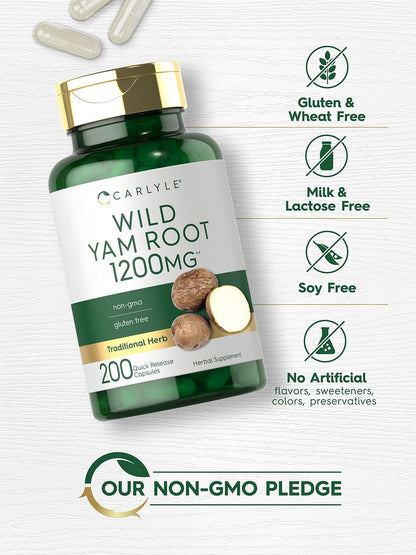 Carlyle Wild Yam Root Kapseln | 200 Stück | Traditioneller Kräuterextrakt | Nicht-GVO, Glutenfrei