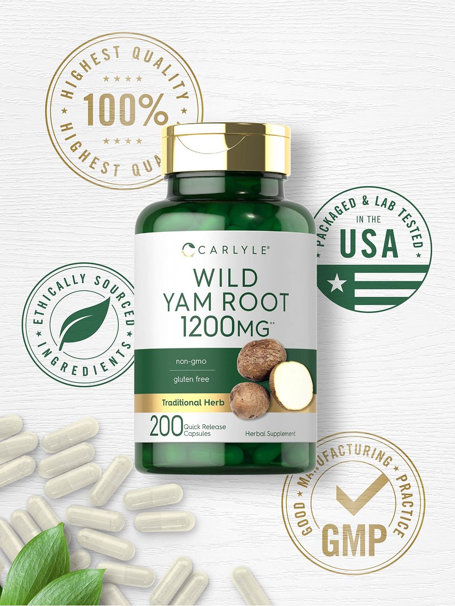Carlyle Wild Yam Root Kapseln | 200 Stück | Traditioneller Kräuterextrakt | Nicht-GVO, Glutenfrei