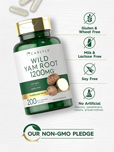 Carlyle Wild Yam Root Kapseln | 200 Stück | Traditioneller Kräuterextrakt | Nicht-GVO, Glutenfrei