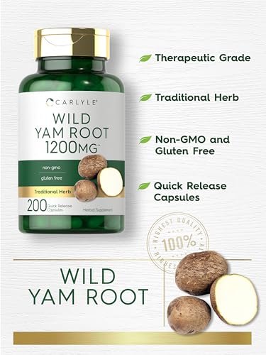 Carlyle Wild Yam Root Kapseln | 200 Stück | Traditioneller Kräuterextrakt | Nicht-GVO, Glutenfrei