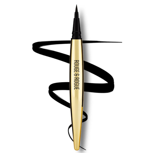 Rouge & Rogue Waterproof Liquid Eyeliner – Ultra-Schwarz, wischfest, lang anhaltend, vegan, tierversuchsfrei, Präzisionspinsel für Winged Liner & Cat Eye