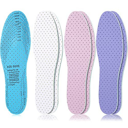 Sintege 3 Paar Atmungsaktive Einlegesohlen, Doppellagige Latexschaum-Gel-Einlagen mit Perforation, Komfortable Ersatzsohlen für Herren 7-11 und Damen 2-8 (Weiß, Pink, Lila)