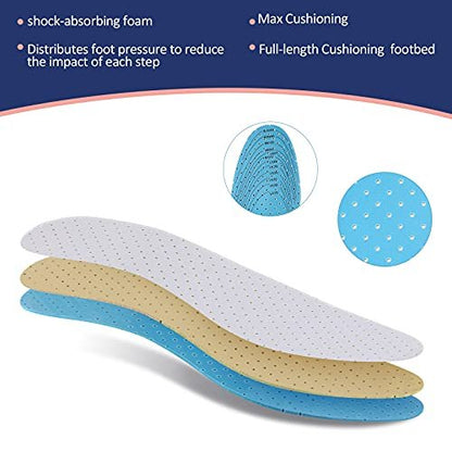 Sintege 3 Paar Atmungsaktive Einlegesohlen, Doppellagige Latexschaum-Gel-Einlagen mit Perforation, Komfortable Ersatzsohlen für Herren 7-11 und Damen 2-8 (Weiß, Pink, Lila)