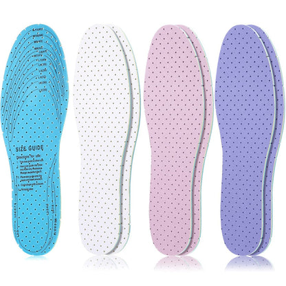 Sintege 3 Paar Atmungsaktive Einlegesohlen, Doppellagige Latexschaum-Gel-Einlagen mit Perforation, Komfortable Ersatzsohlen für Herren 7-11 und Damen 2-8 (Weiß, Pink, Lila)