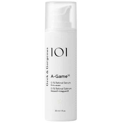 Geek & Gorgeous A-Game 10-0.1% Retinal Serum – Hochwirksames Anti-Aging-Serum mit Retinal für alle Hauttypen, besonders für Mischhaut & fettige Haut – 30 ml