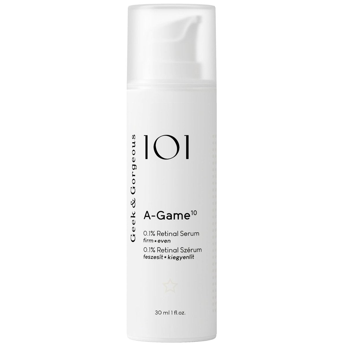 Geek & Gorgeous A-Game 10-0.1% Retinal Serum – Hochwirksames Anti-Aging-Serum mit Retinal für alle Hauttypen, besonders für Mischhaut & fettige Haut – 30 ml