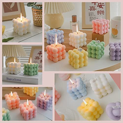 Aokala Duftender Bubble Cube Kerze für Zuhause, Duftkerze, 5,4 oz Sojawachs Aromatherapie-Kerze, Ästhetische Raumdekoration, Süße Dänische Pastell Große Dekorative Formkerzen Geschenke - Freesie (Weiß)