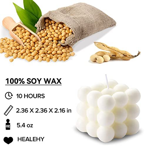 Aokala Duftender Bubble Cube Kerze für Zuhause, Duftkerze, 5,4 oz Sojawachs Aromatherapie-Kerze, Ästhetische Raumdekoration, Süße Dänische Pastell Große Dekorative Formkerzen Geschenke - Freesie (Weiß)