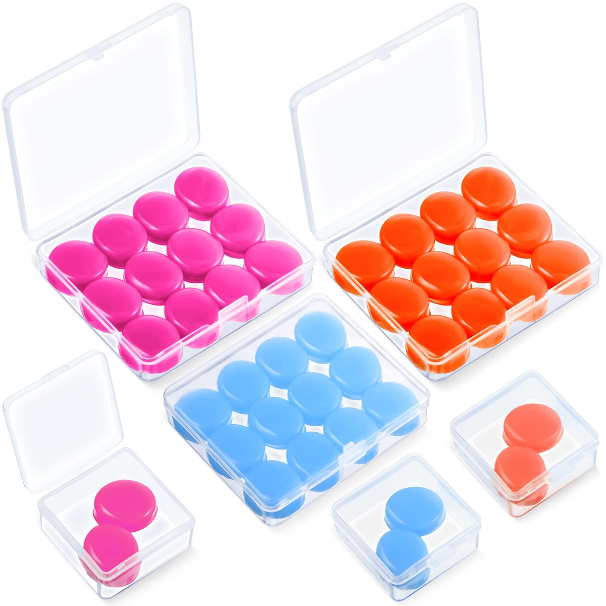 Frienda 21 Paar Ohrstöpsel zum Schlafen – Wiederverwendbare formbare Silikon-Ohrstöpsel, weiche geräuschunterdrückende Ohrstöpsel mit Aufbewahrungsbox (Blau, Orange, Rosarot) – 32 dB NRR