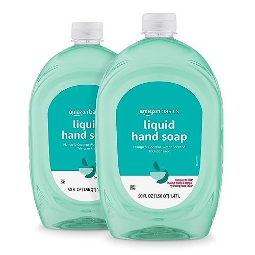 Flüssigseife Nachfüllpackung, Mango & Kokoswasser Duft, dermatologisch getestet, pH-ausgeglichen, Triclosan-frei, parabenfrei, 2 x 1,48 l