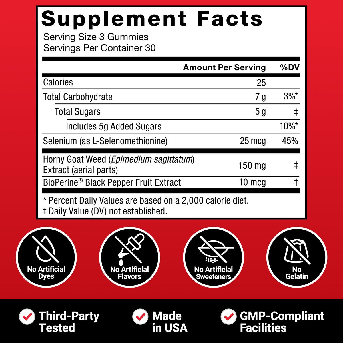 Force Factor Horny Goat Weed Gummis für Männer – Unterstützung für Antrieb, Vitalität und Leistung mit BioPerine für verbesserte Aufnahme, Epimedium-Extrakt, Passionsbeere, 90 Gummis